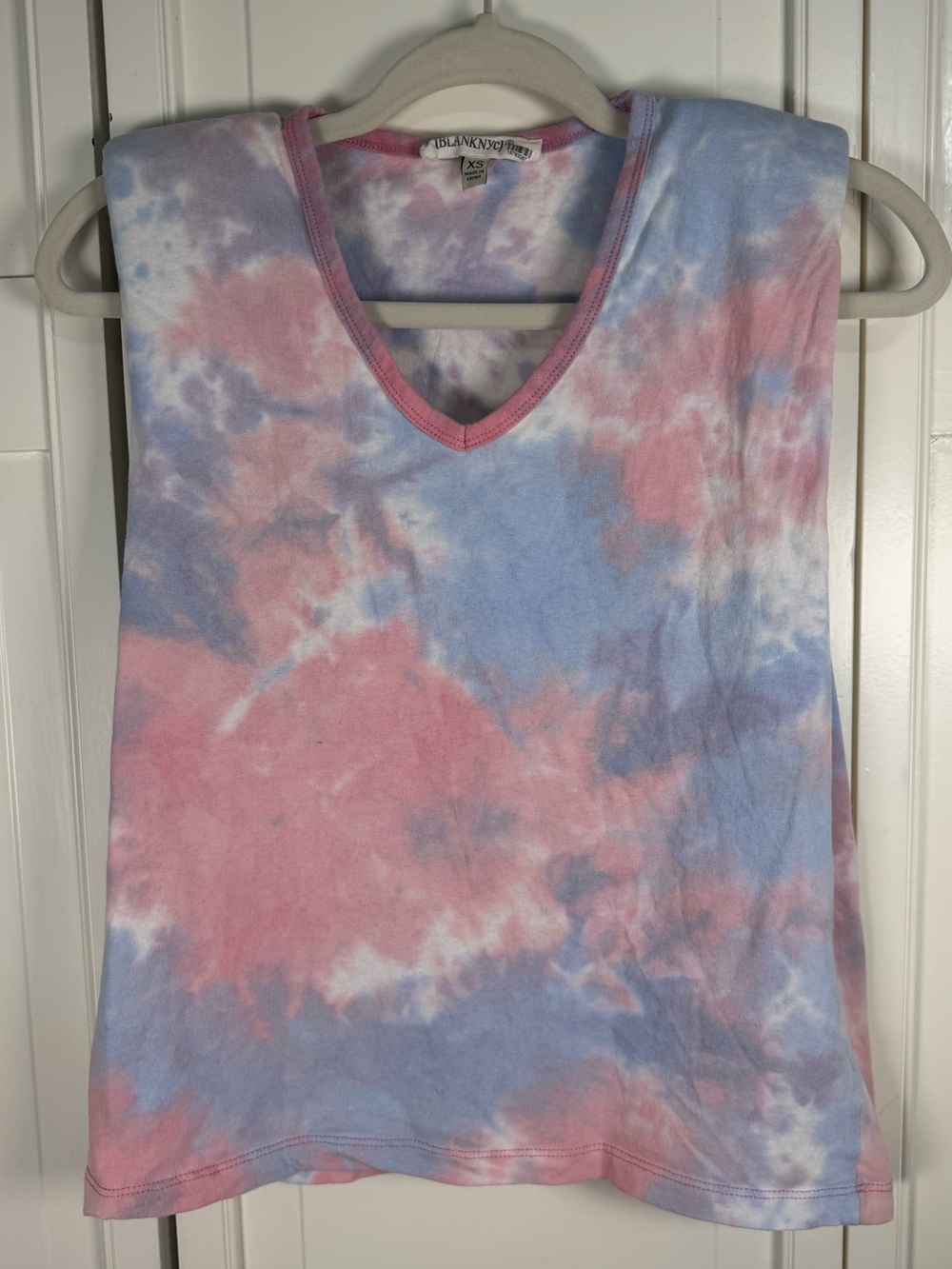 Blank NYC Blue & Pink Tie-Dye V-Neck Tank